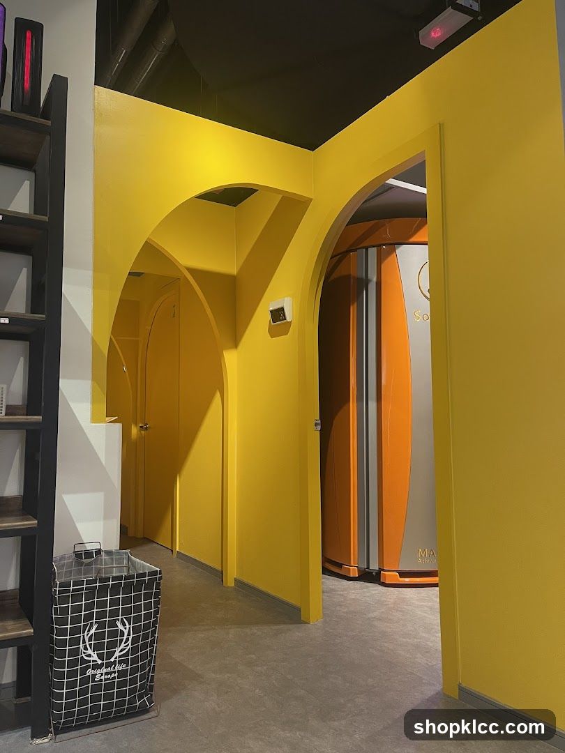 Interior Corridor with Yellow Arched Doorways
