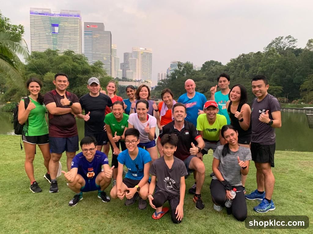 Group of people outdoors with city skyline in background