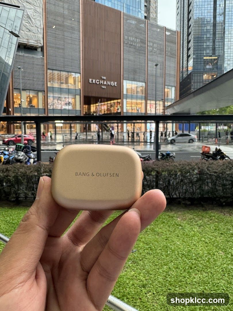 Bang & Olufsen case in front of The Exchange building
