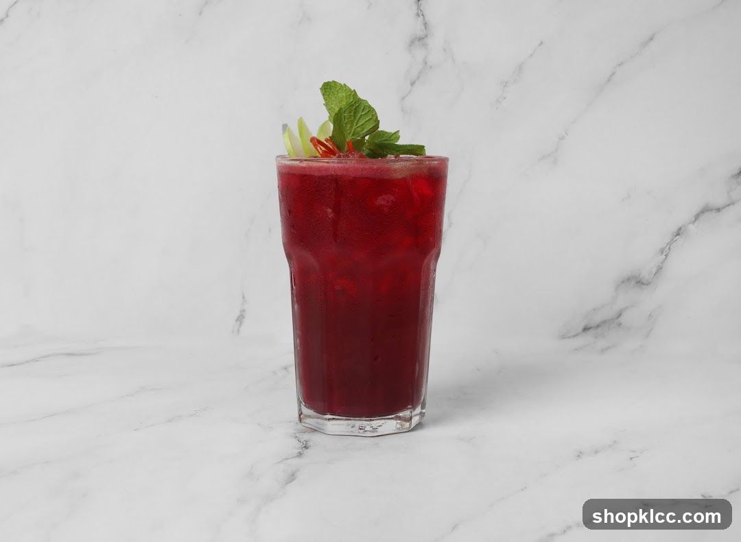 Red Iced Drink with Mint and Chili
