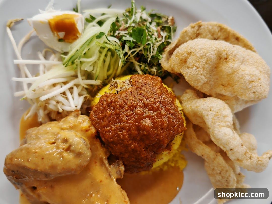 Nasi Lemak with Salted Egg and Chicken