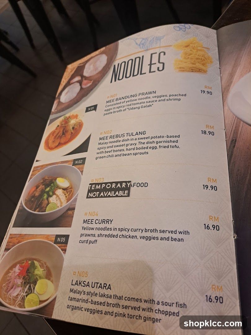 Noodles Menu