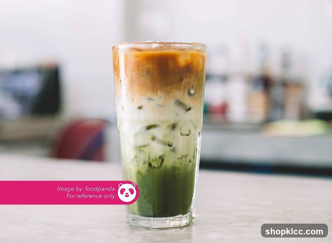 Matcha Latte with Ice Cubes