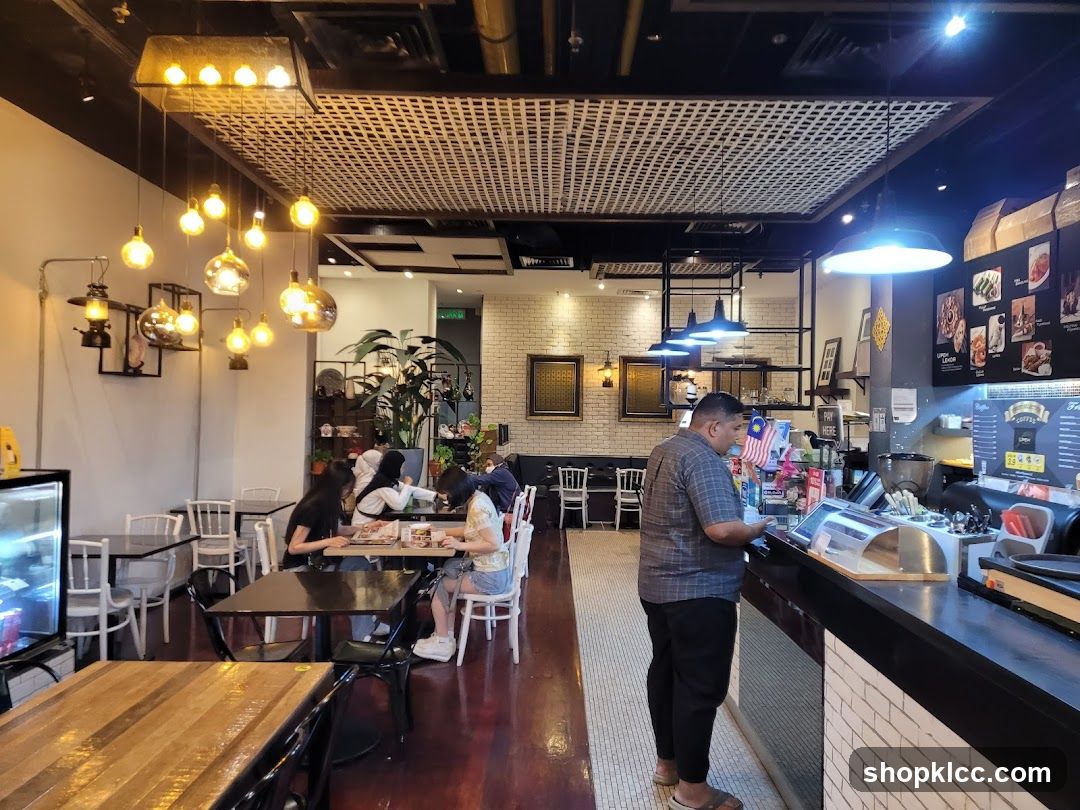 Interior of a cafe with customers