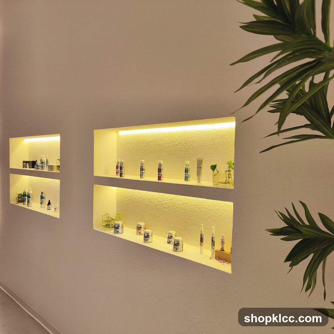 Skincare Products Displayed on Shelves