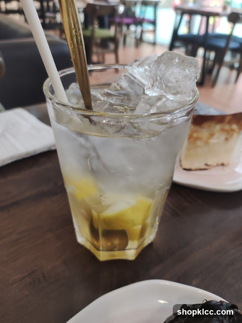 Iced Lemonade with Ice and Straws