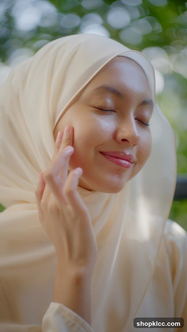 Woman in Hijab Touching Her Face