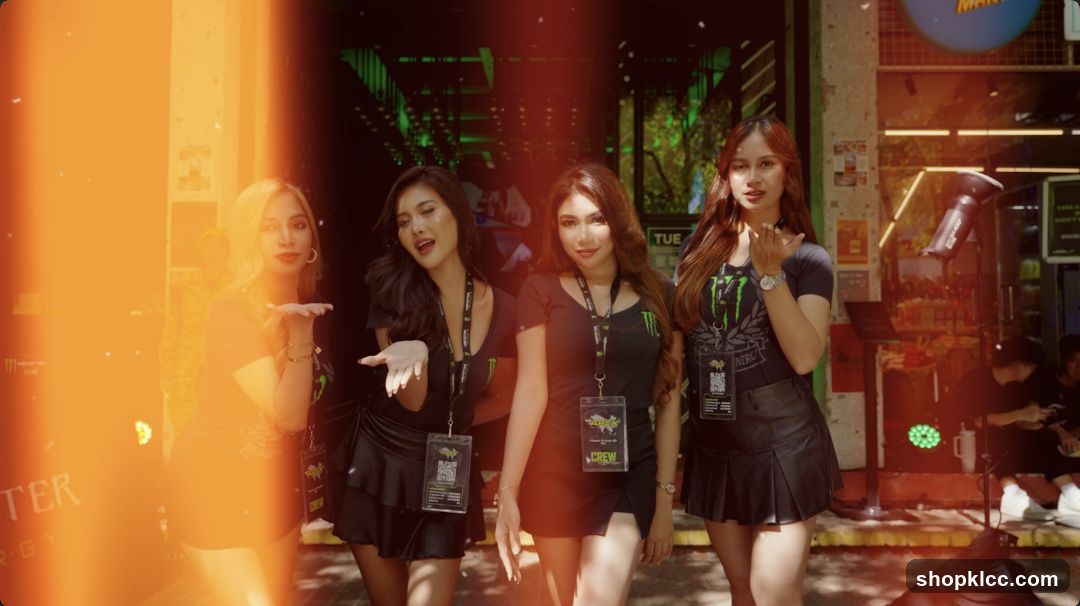 Four women posing outside a venue