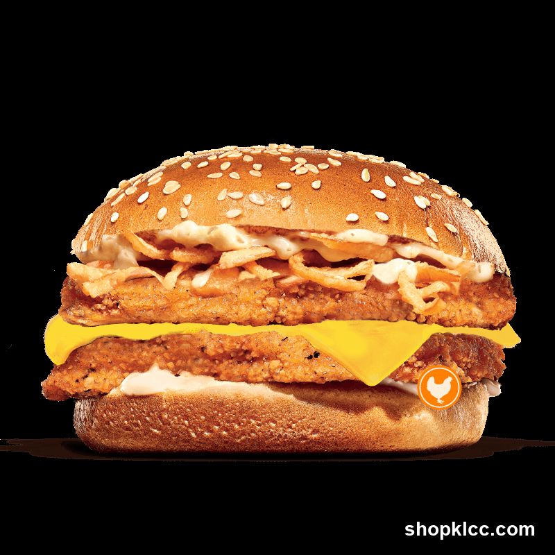 Chicken Burger with Cheese and Crispy Toppings