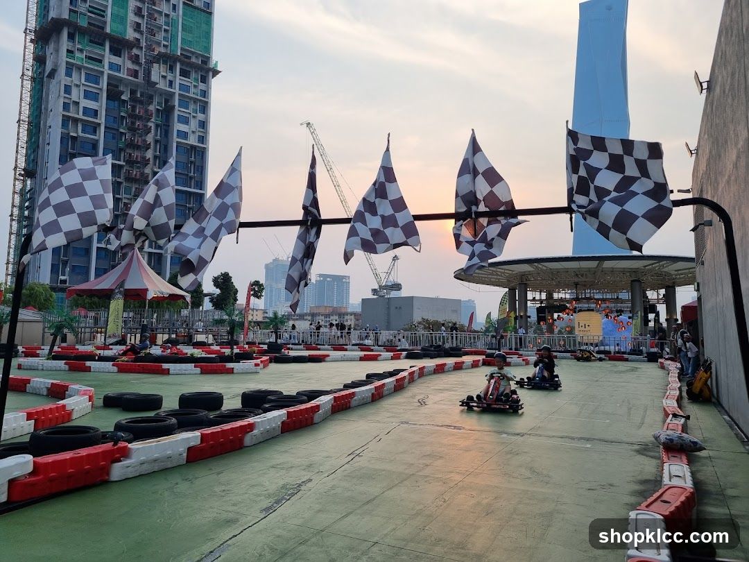 Go-Kart Track with Cityscape Background