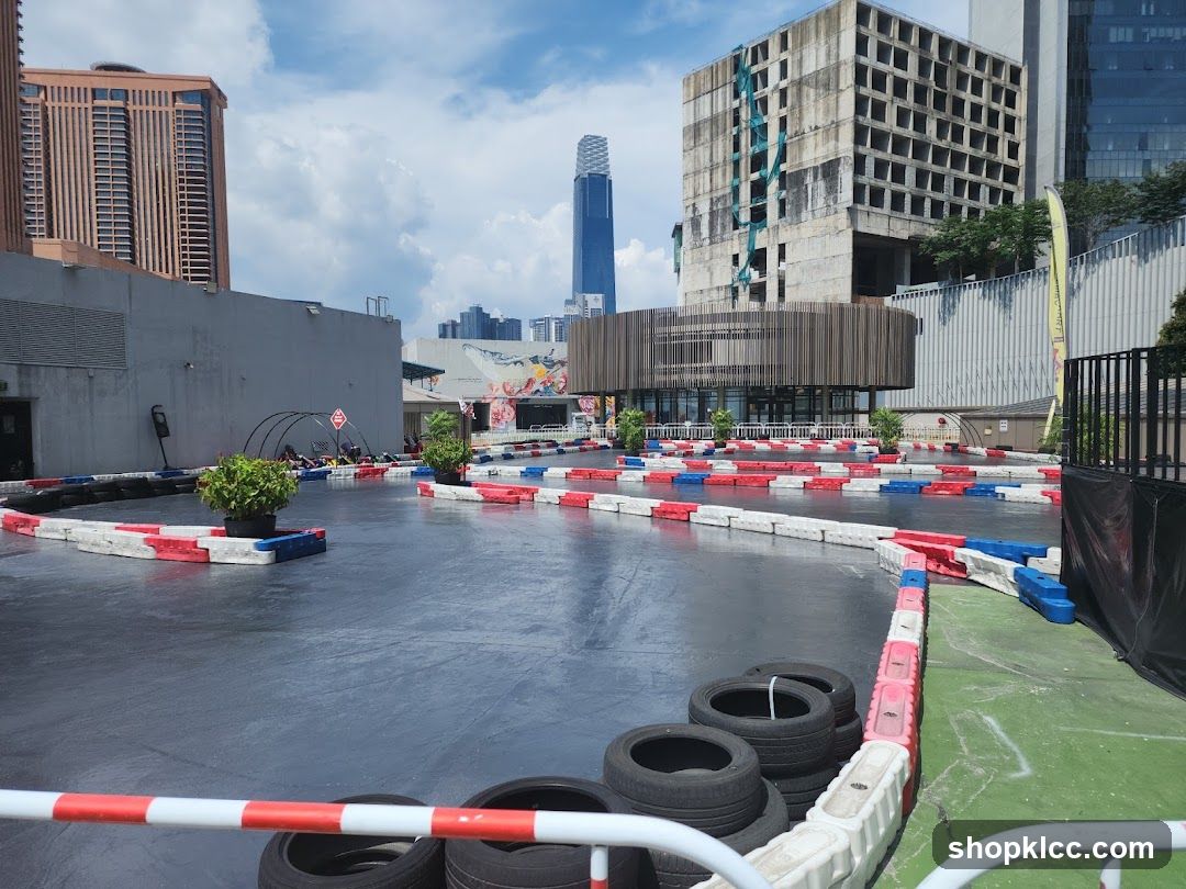 Go-Kart Track with Cityscape Background