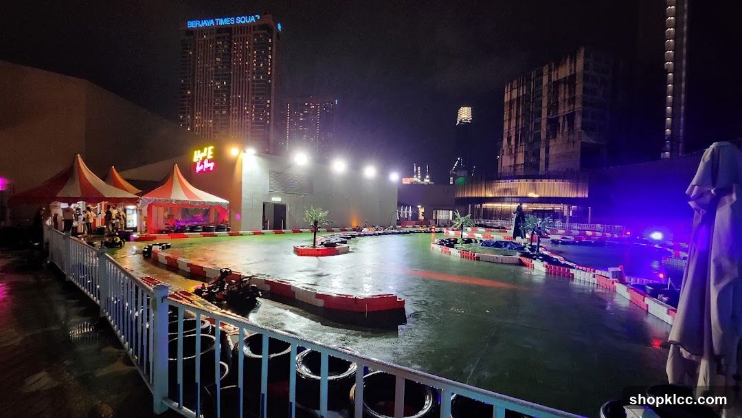 Outdoor Go-Kart Track at Night