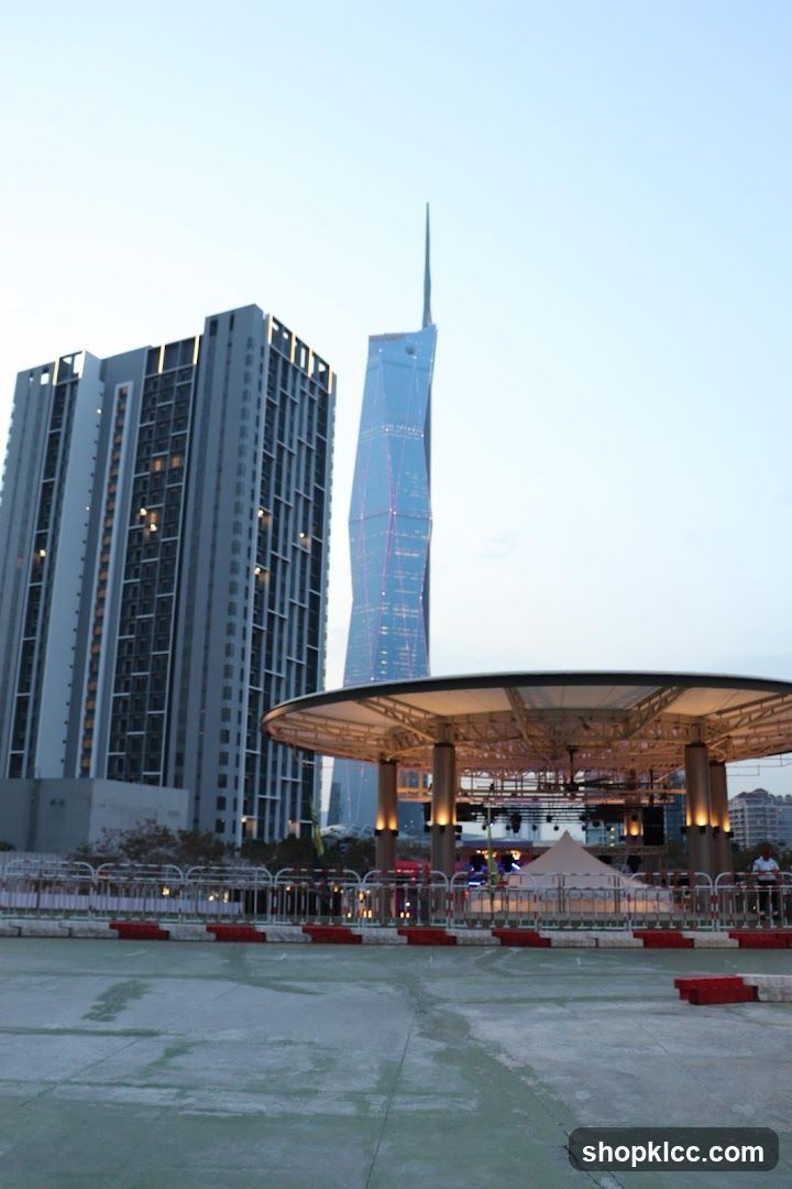 Outdoor Stage and Cityscape