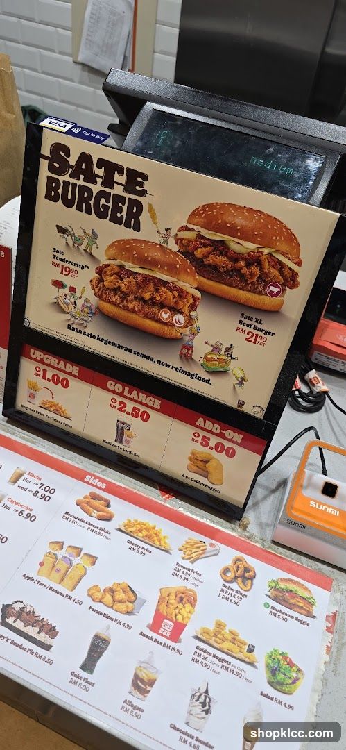 Sate Burger Menu Display
