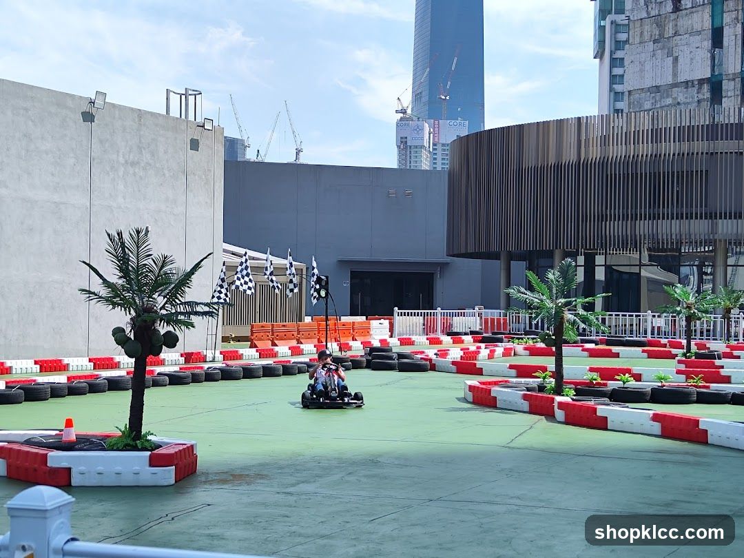 Go-Kart Track with Cityscape Background