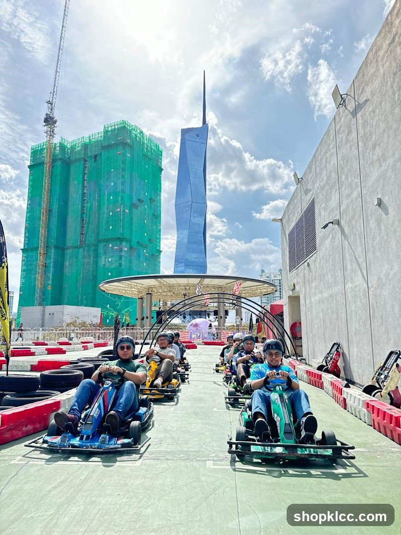 Go-Karting Track with Cityscape Background
