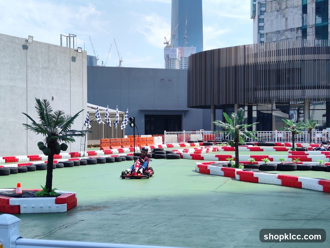 Go-Kart Track with Cityscape Background