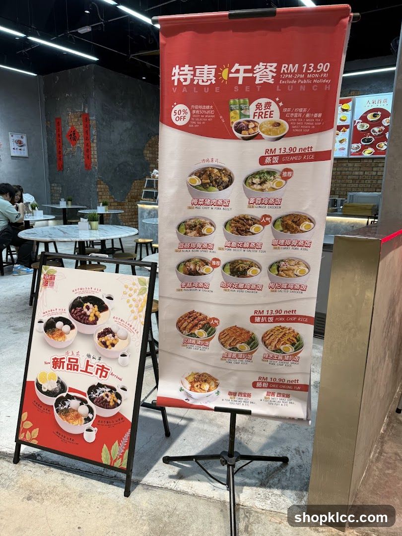 Restaurant Interior with Promotional Banners