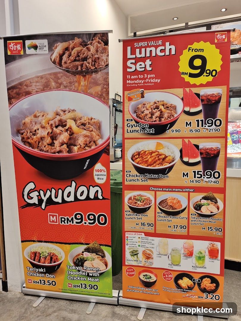 Gyudon and Lunch Set Menu Display