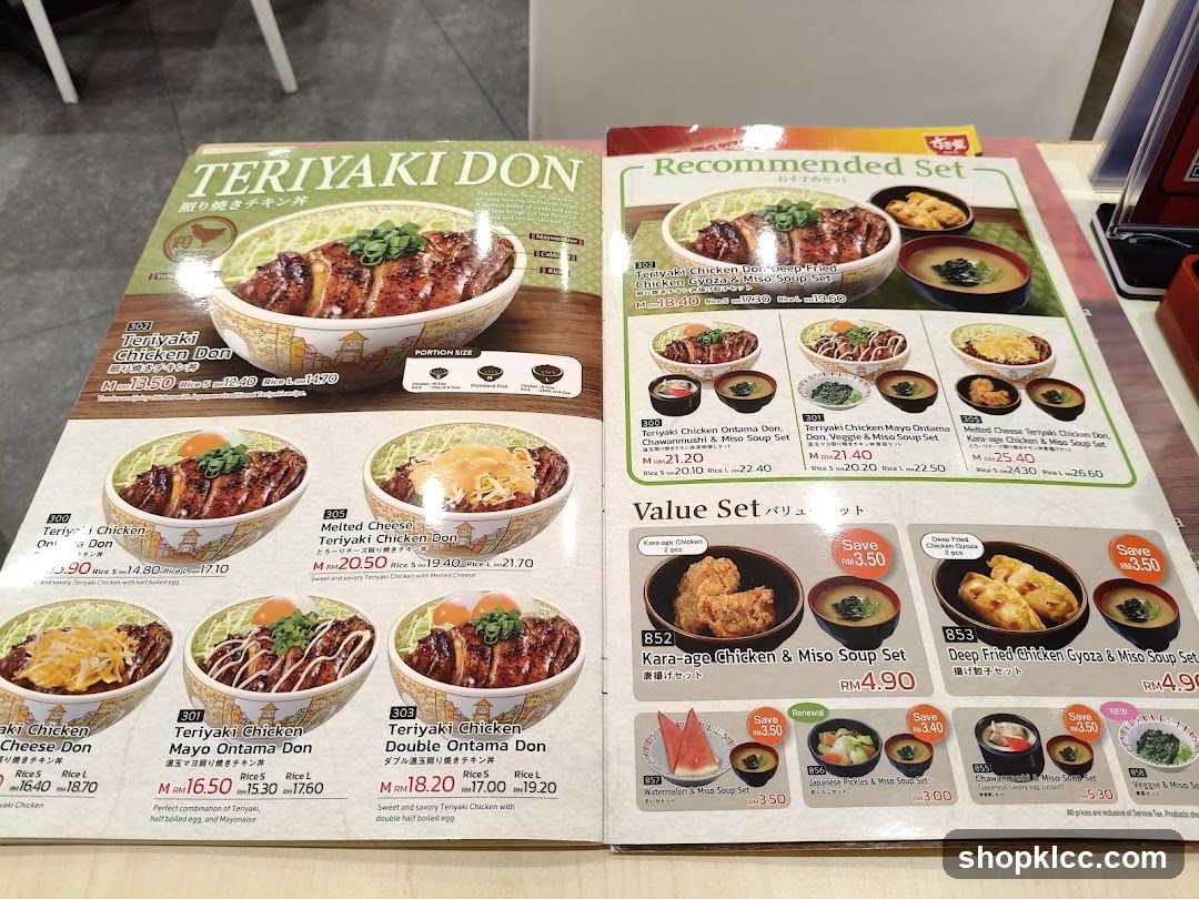 Teriyaki Don Menu