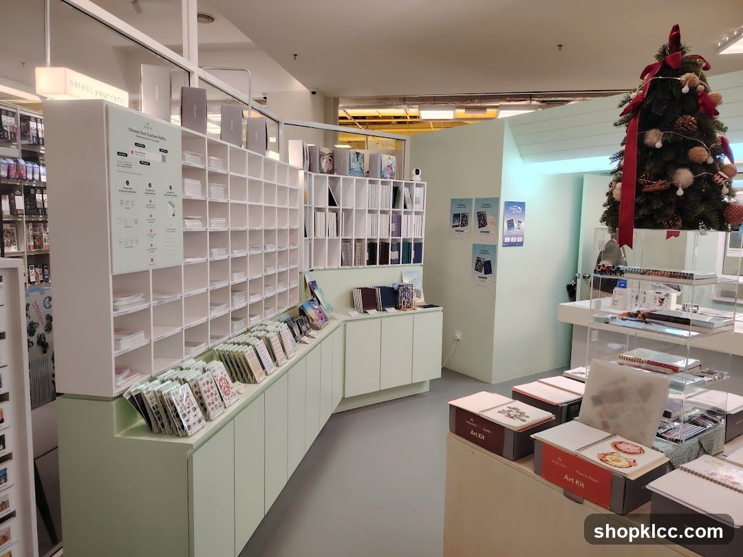 Stationery Store Interior with Christmas Tree