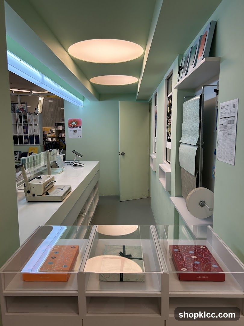 Interior of a shop with display cases