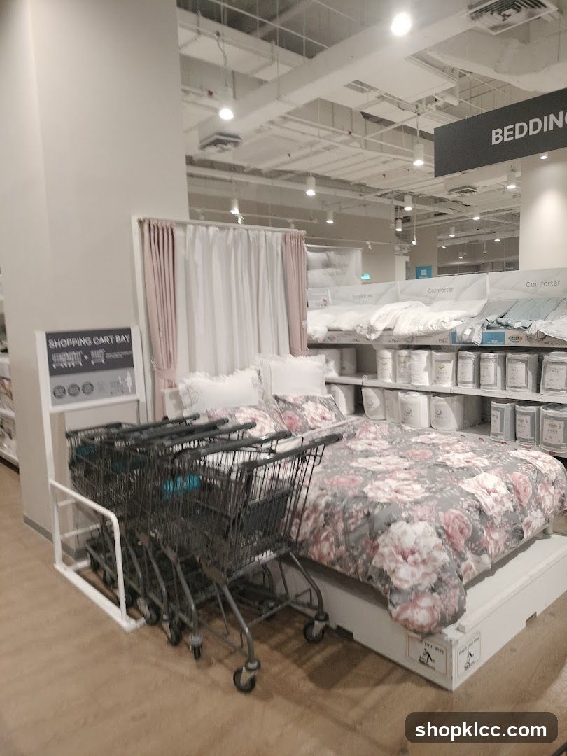 Bedding Display with Shopping Carts