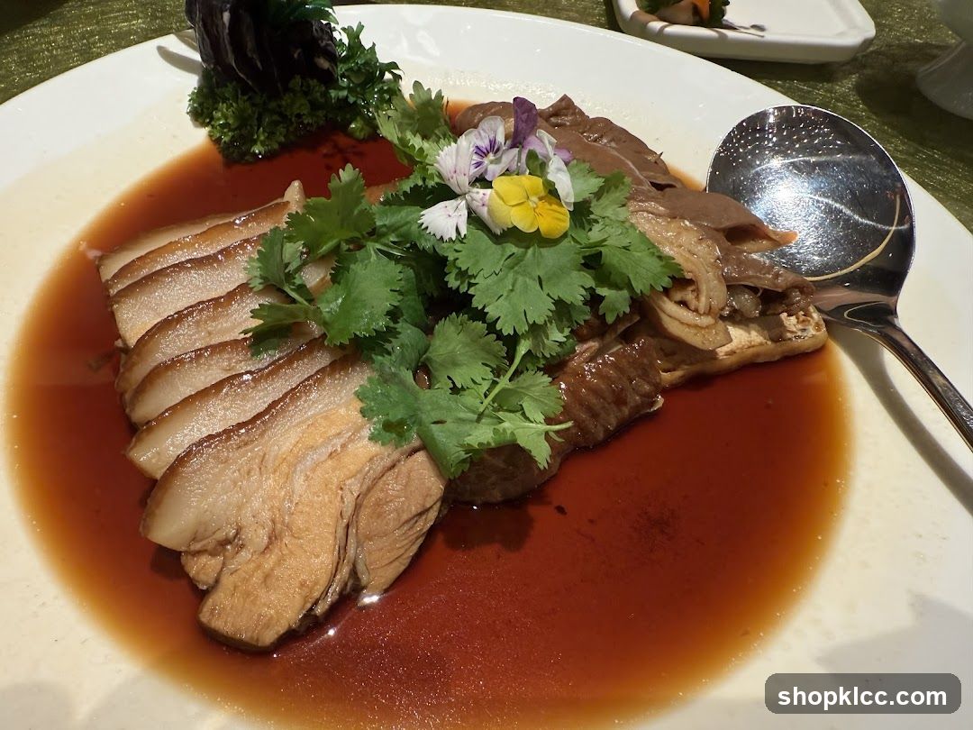 Braised Pork Belly with Edible Flowers