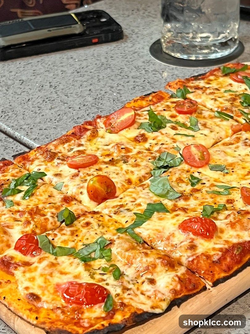 Rectangular Pizza with Tomatoes and Basil