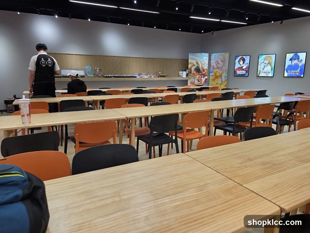 Anime-themed cafeteria interior