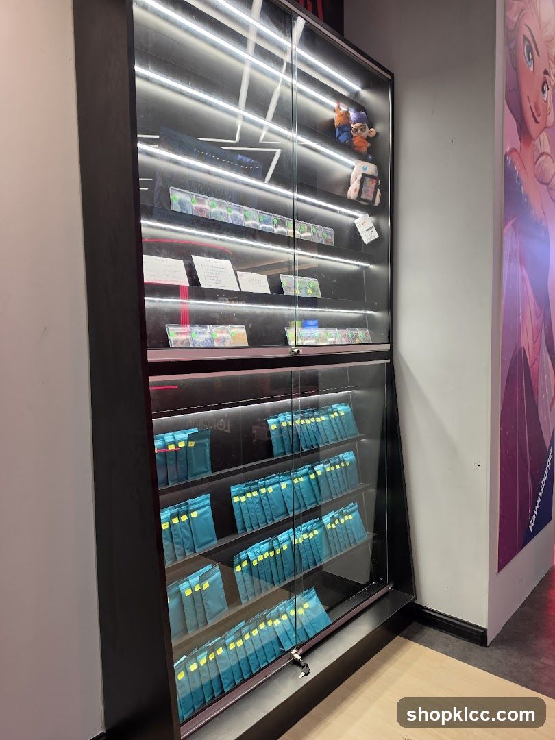 Display Cabinet with Merchandise and Cards