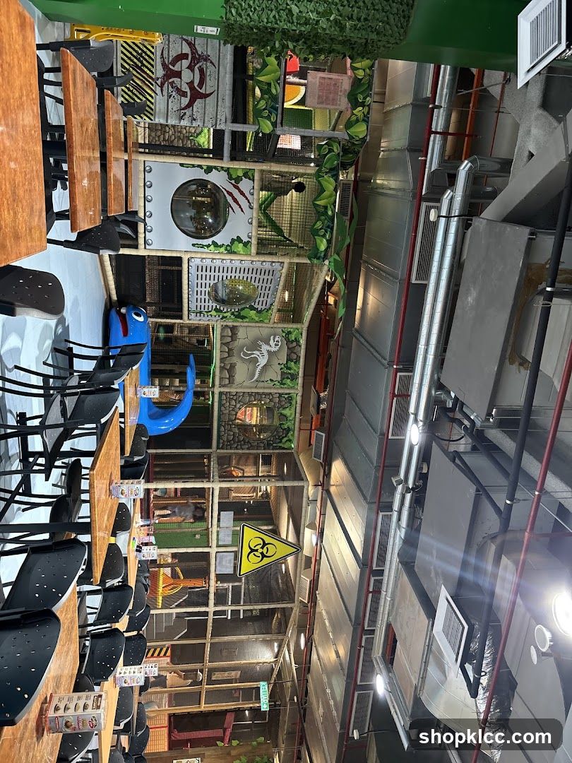 Interior of a restaurant with biohazard theme