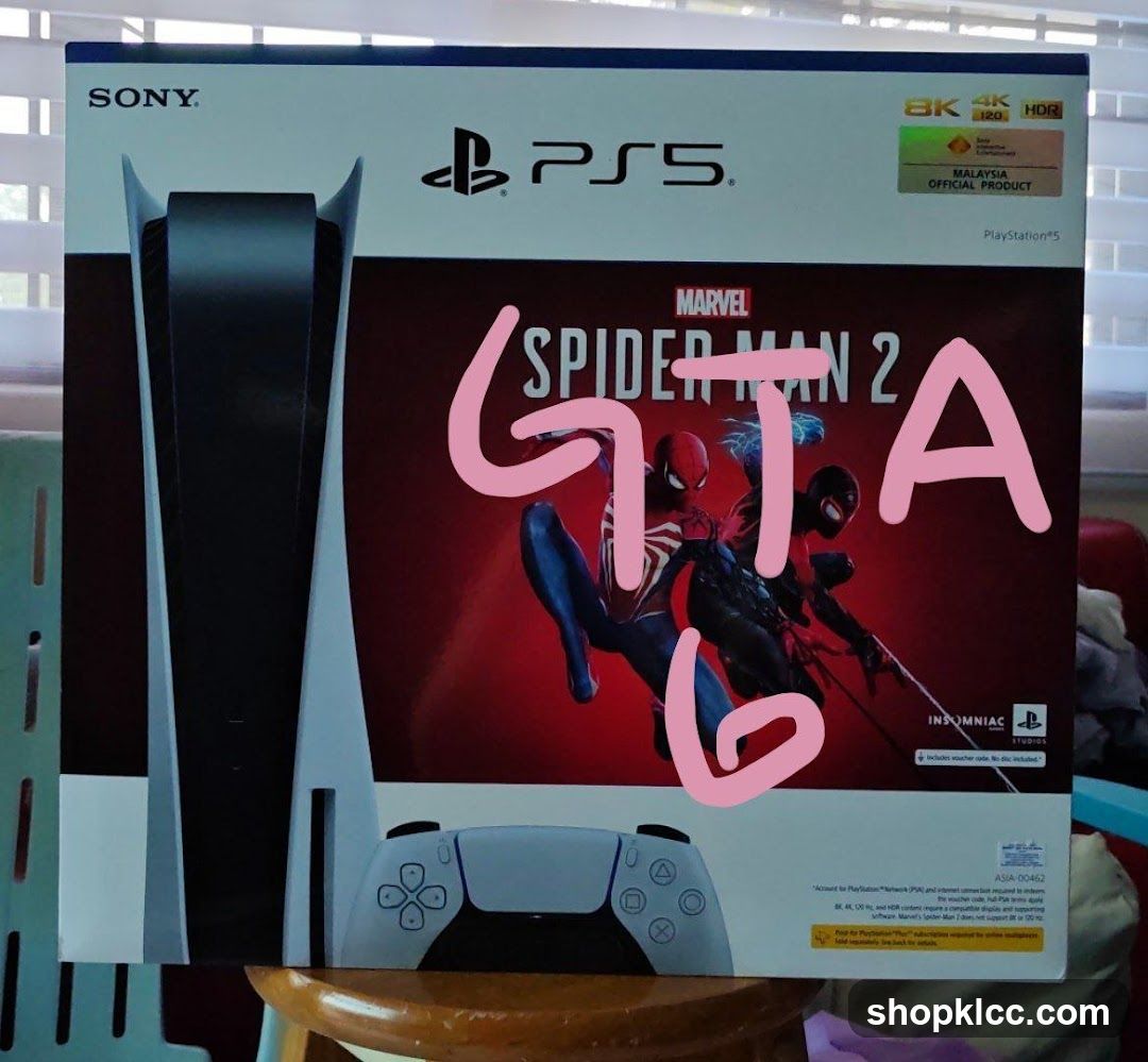 PS5 Console Box with Spider-Man 2 Game