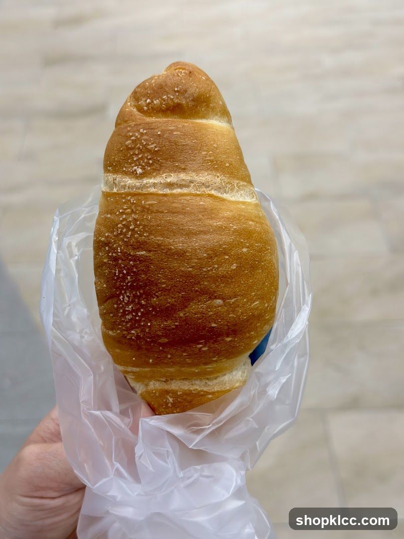 Croissant in plastic bag