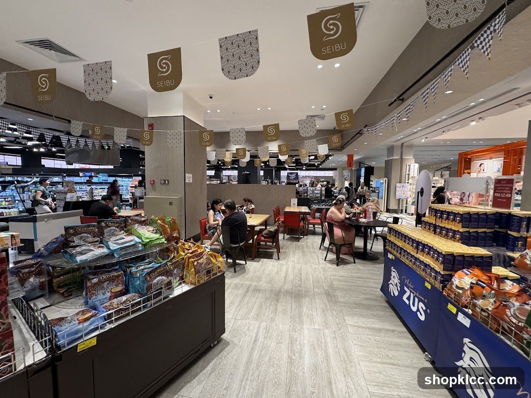 Interior of a store with seating area and merchandise displays