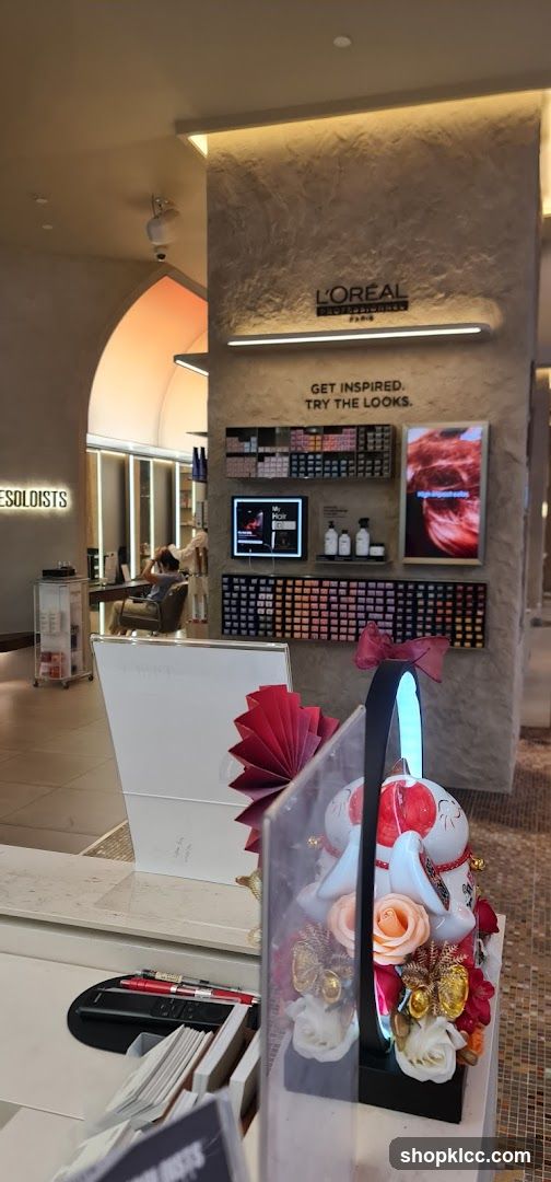 Hair Salon Interior with L'Oréal Display