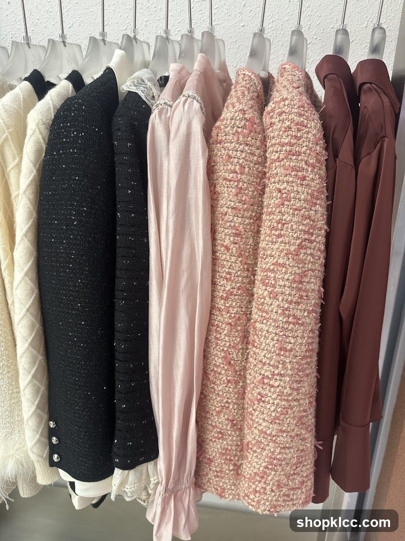 Clothing Rack with Various Jackets and Sweaters
