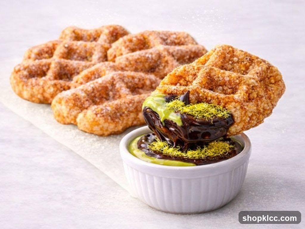 Waffle with Chocolate and Matcha Dip