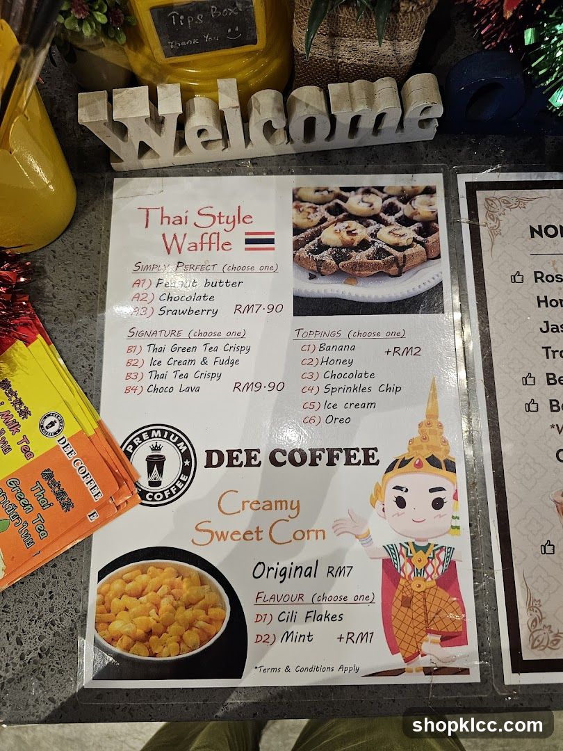 Thai Style Waffle & Dee Coffee Menu