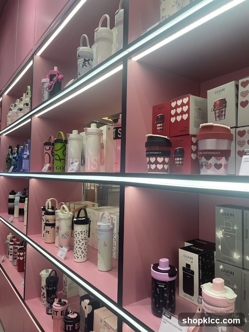 Pink Water Bottle Display Shelf