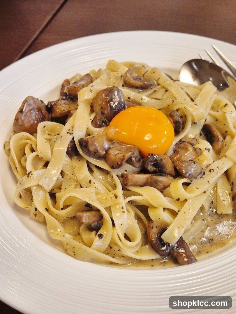 Mushroom Fettuccine with Egg Yolk