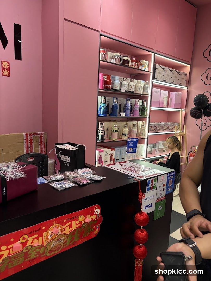 Pink Store Interior with Merchandise Display