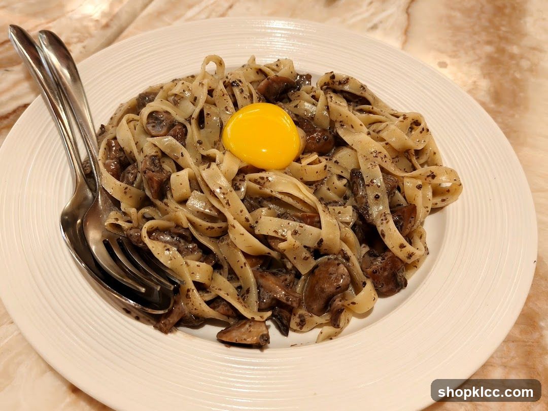 Mushroom Fettuccine with Egg Yolk