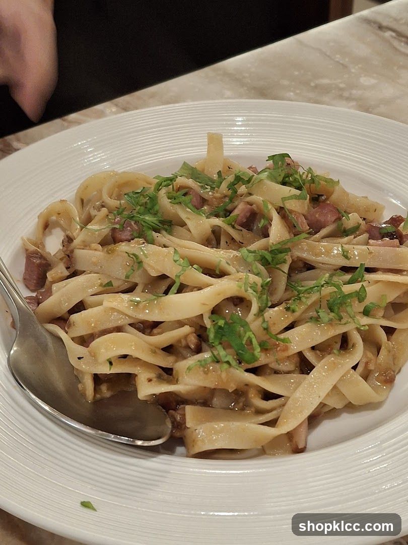 Fettuccine Pasta with Meat and Herbs