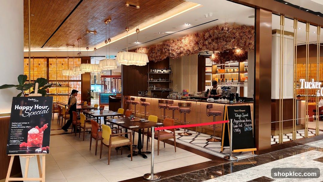 Restaurant Interior with Happy Hour Special