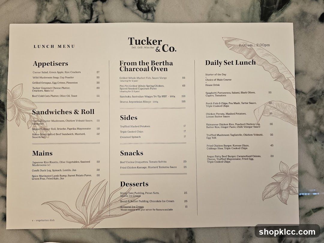 Tucker & Co. Lunch Menu