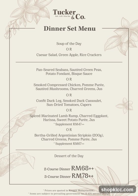 Dinner Set Menu