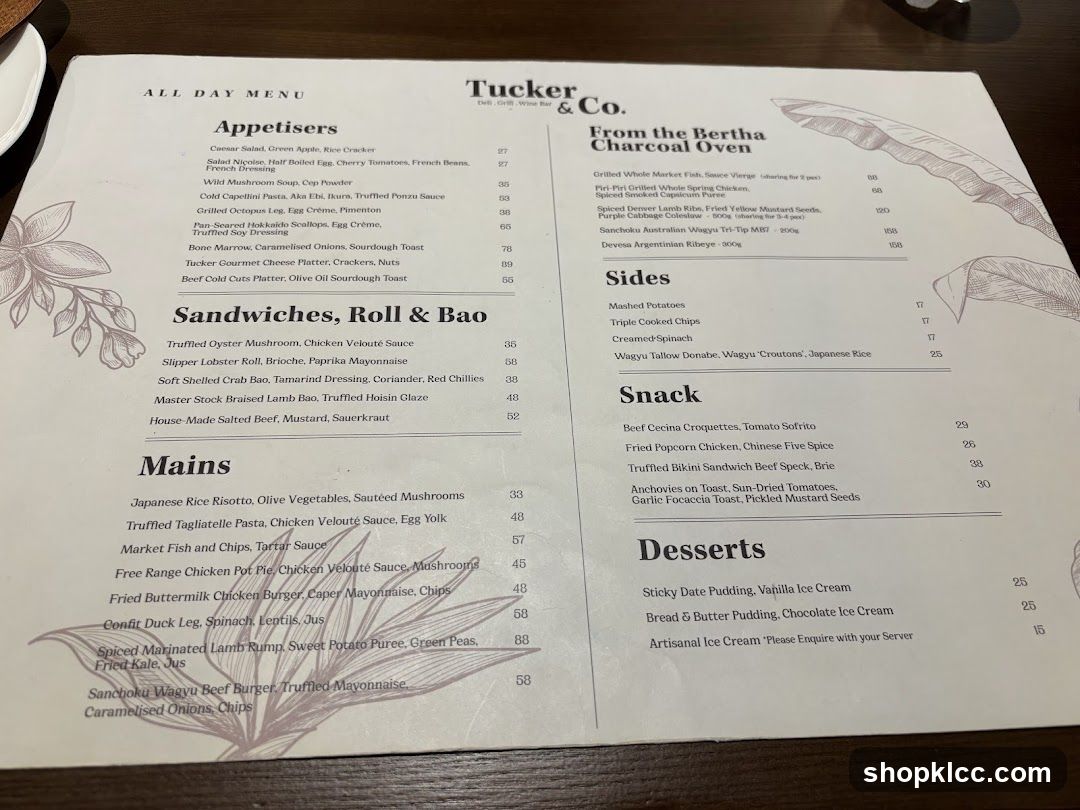 Tucker & Co. ALL DAY MENU