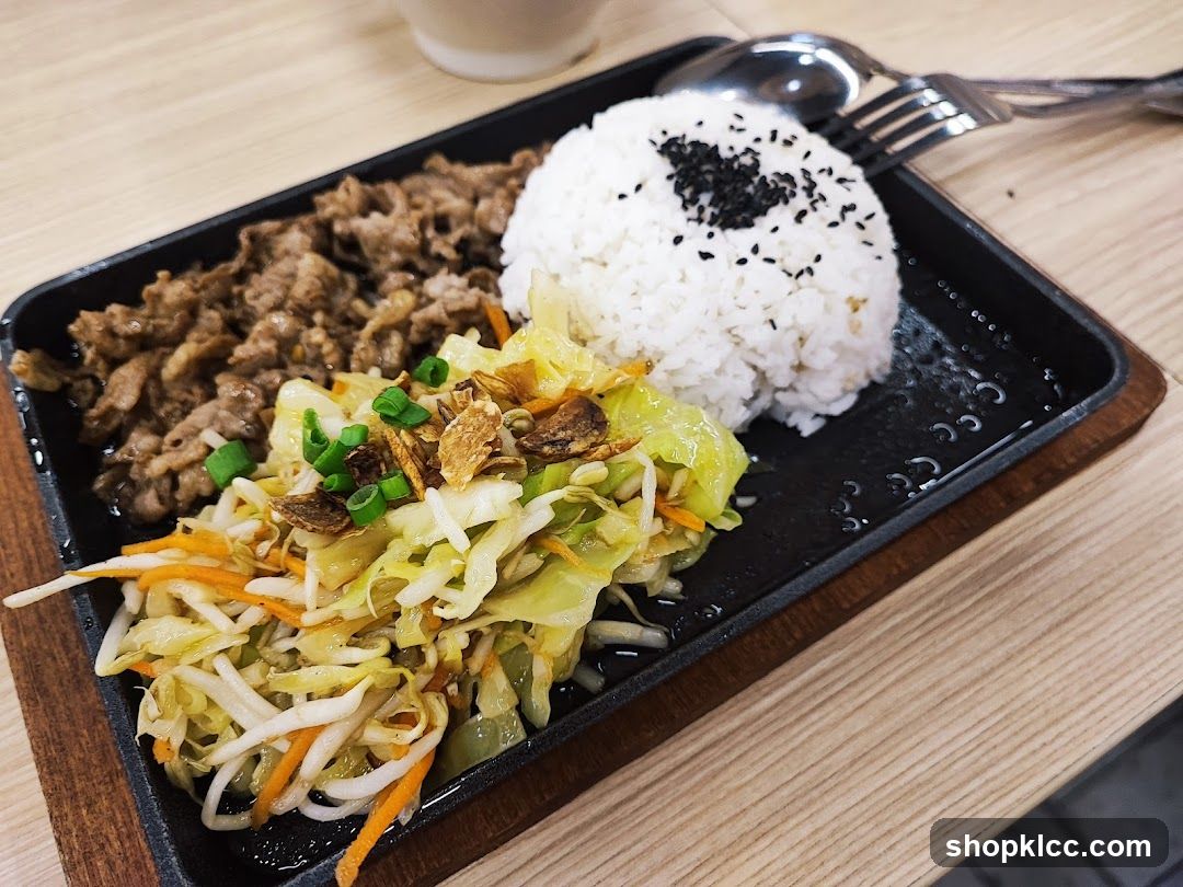 Sizzling Beef and Rice Plate