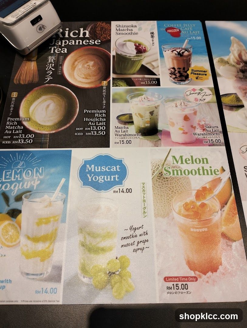 Japanese Tea Menu